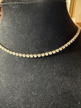 Source Unknown Gold-Tone Clear Crystal Tennis Choker Necklace - Women Jewelry